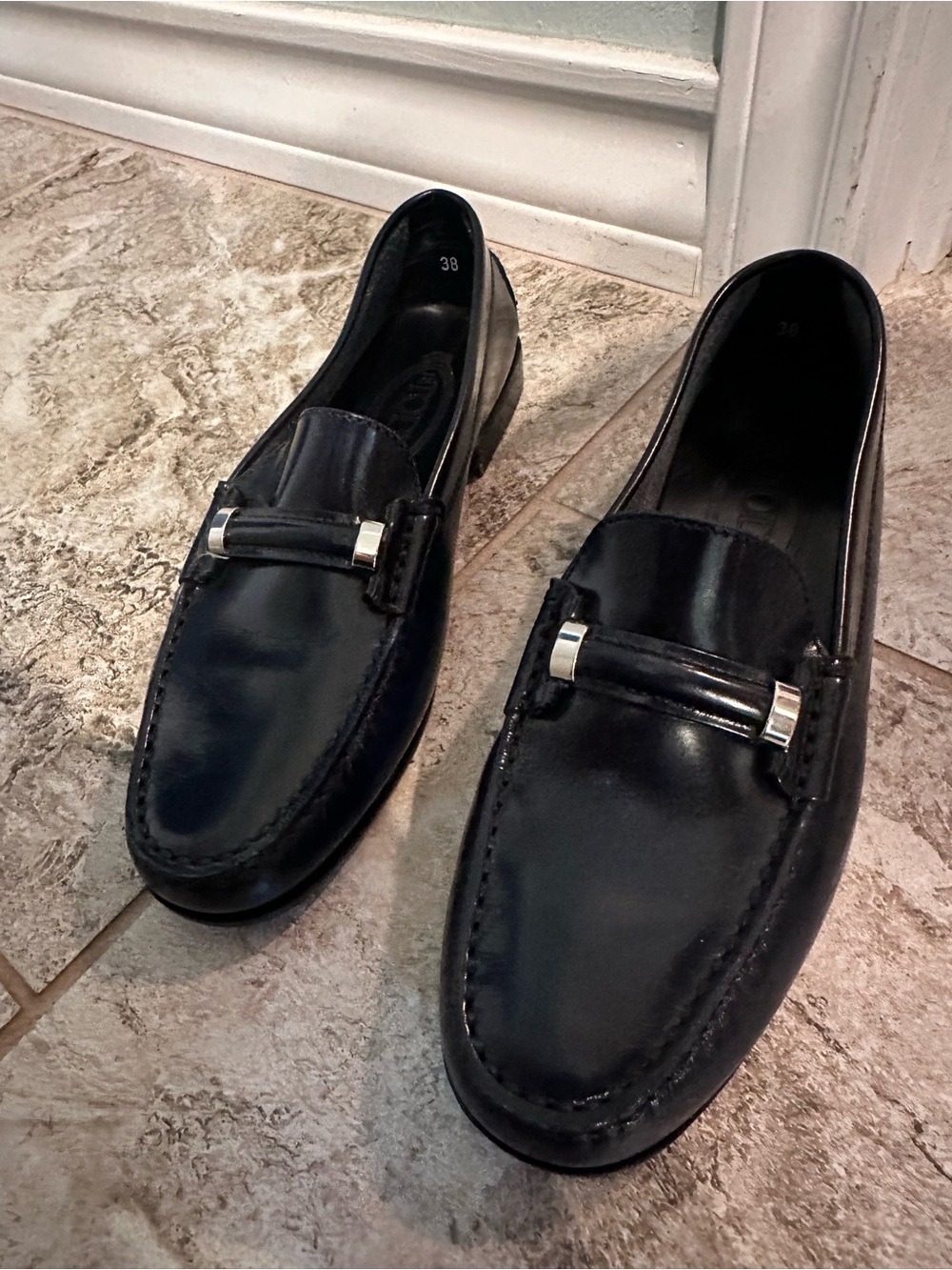 Tod's Leather Slip-On Loafers with Silver Accents